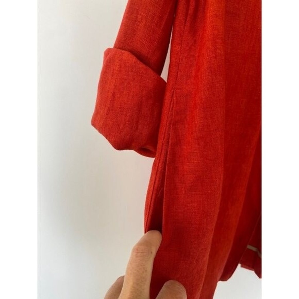 Coldwater Creek Blazer Womens 14 100% Linen Open‎ Front Pockets Size 14 - Picture 5 of 12